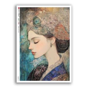 NOUVEAU-0070. Art nouveau Rice Paper for decoupage.