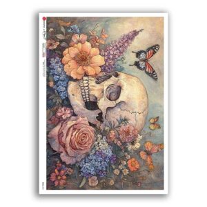 SKULL-0051. Skull Rice Paper for decoupage.
