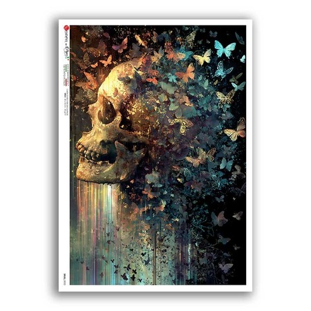SKULL-0053. Skull Rice Paper for decoupage.