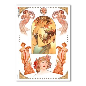NOUVEAU-0002. Art nouveau Rice Paper for decoupage.