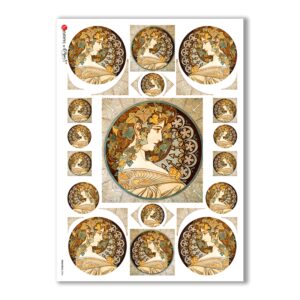 NOUVEAU-0004. Art nouveau Rice Paper for decoupage.
