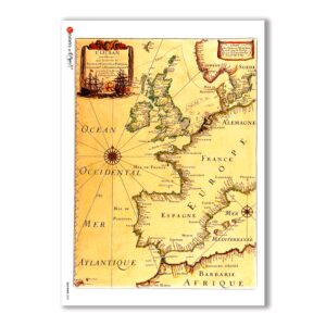 OLD-MAPS-0005. Old maps Rice Paper for decoupage.