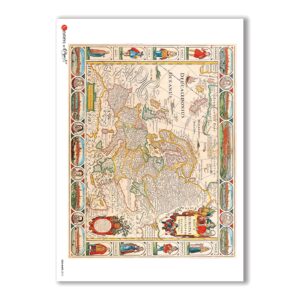 OLD-MAPS-0015. Old maps Rice Paper for decoupage.