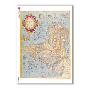 OLD-MAPS-0020. Old maps Rice Paper for decoupage.