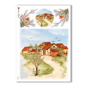 VIEWS-0083. Landscape Rice paper for the decoupage.