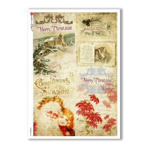 CHRISTMAS-0283. Christmas Rice Paper victorian for decoupage.
