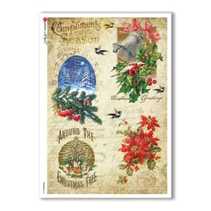CHRISTMAS-0284. Christmas Rice Paper victorian for decoupage.