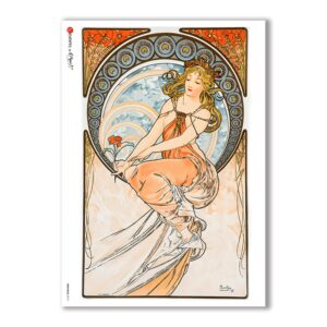 NOUVEAU-0012. Art nouveau Rice Paper for decoupage.