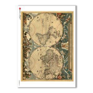 OLD-MAPS-0032. Old maps Rice Paper for decoupage.