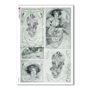 NOUVEAU-0013. Art nouveau Rice Paper for decoupage.