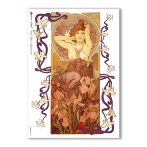 NOUVEAU-0019. Art nouveau Rice Paper for decoupage.