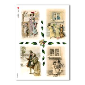 CHRISTMAS-0220. Christmas Rice Paper victorian for decoupage.