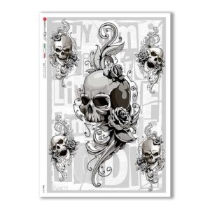 SKULL-0018. Skull Rice Paper for decoupage.