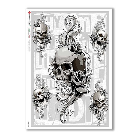 SKULL-0018. Skull Rice Paper for decoupage.