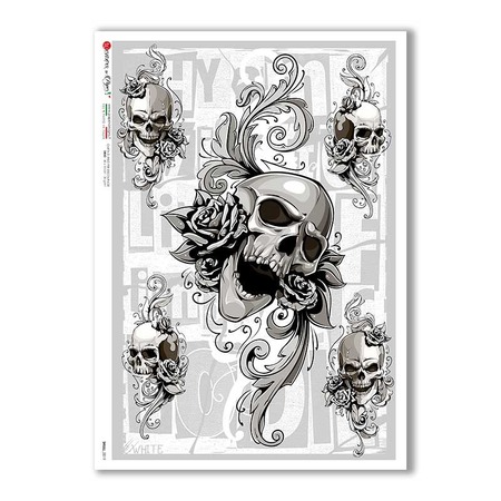 SKULL-0019. Skull Rice Paper for decoupage.