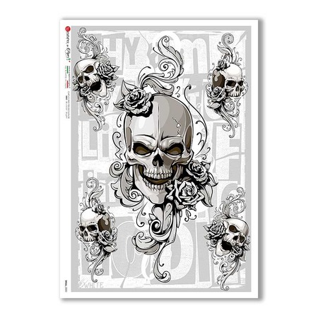 SKULL-0020. Skull Rice Paper for decoupage.