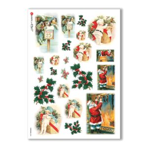 CHRISTMAS-0245. Christmas Rice Paper victorian for decoupage.