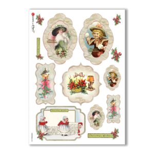CHRISTMAS-0253. Christmas Rice Paper victorian for decoupage.