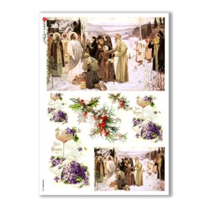 CHRISTMAS-0268. Christmas Rice Paper victorian for decoupage.