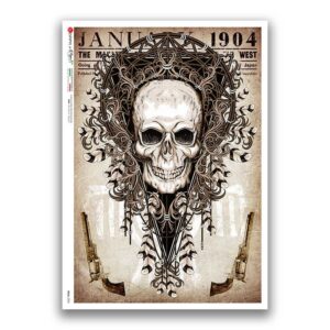 SKULL-0035. Skull Rice Paper for decoupage.