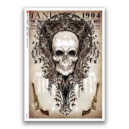 SKULL-0035. Skull Rice Paper for decoupage.