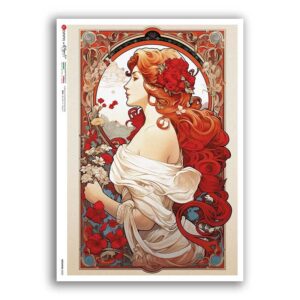 NOUVEAU-0050. Art nouveau Rice Paper for decoupage.