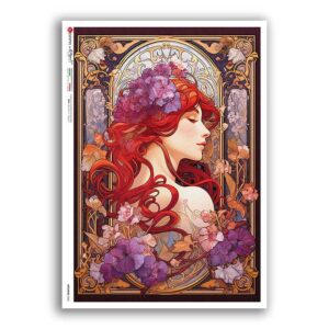 NOUVEAU-0051. Art nouveau Rice Paper for decoupage.