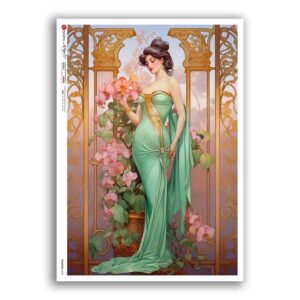 NOUVEAU-0054. Art nouveau Rice Paper for decoupage.