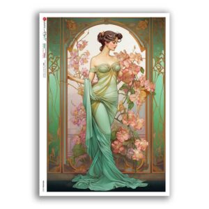 NOUVEAU-0055. Art nouveau Rice Paper for decoupage.