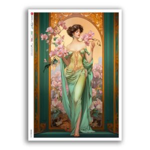 NOUVEAU-0056. Art nouveau Rice Paper for decoupage.