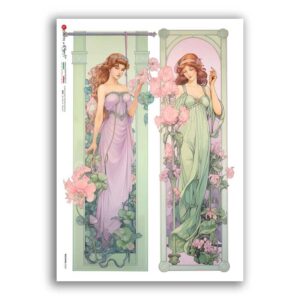 NOUVEAU-0060. Art nouveau Rice Paper for decoupage.